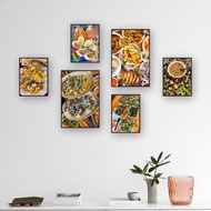 COMBO of 6 Paintings of Snail Shops, Spring Rolls, Snacks, Formex Material.
