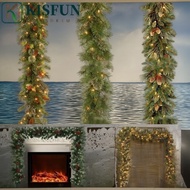 [SG stock]KISFUN Christmas Garland, 30 LED Lights 180cm/6 Feet Artificial Pine Tree Decor, Holiday G