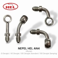 HEL AN4 Stainless Steel Brake Hose Banjo Fitting Nipple 0 45/ 90 Degree/ Original