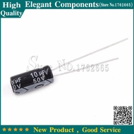 50PCS 10UF 50V 50V 10UF Aluminum Electrolytic Capacitor 50 V / 10 UF Size 5*11MM