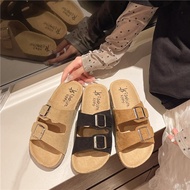 Fashionable Slides Slipper Stylish Double Buckle Suede Slides Trending Slipper for women
