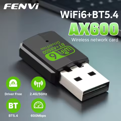 FENVI WiFi 6 AX600 USB Adapter For Bluetooth 5.4 2in1 Dongle Dual Band 2.4G/5GHz 802.11AX Wireless N