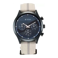 Titan Athleisure Blue Dial Grey Nylon Strap Watch 90129QP01