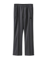 กางเกงกีฬาขากว้างทรงตรงสีเทาเข้ม Needles Track กางเกงขายาวลำลองสำหรับผู้ชาย แฟชั่น กระเป๋า ซิป กระดุ