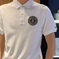 100% ORIGINAL Tommy Hilfiger baju atasan lelaki Baju POLO lelaki TH Short Sleeve Embroidered Men's Business POLO Shirt