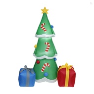 6FT Christmas Inflatables Xmas Tree with Gift Boxes Shaped LED Blow Up Xmas Inflatable Props With Fixed Stakes Tethers for Outdoor Garden Yard Party Decoration