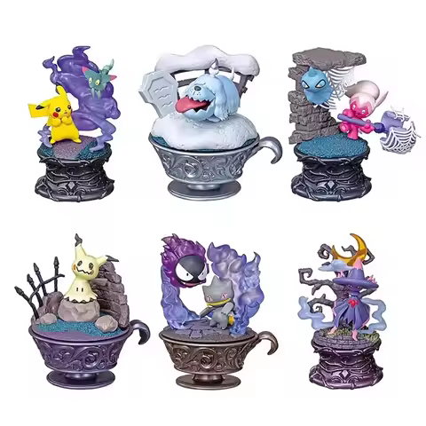 Re-Ment Original 6Pcs ポケモン Little Night Collection Gangar Toys For Kids Gift Collectible Model Ornam