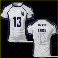 ST5 BLUE LOCK BAROU Isagi NAGI number 13 3 5 7 1 9 jersey summer T-shirt Anime Short Sleeve Top TS5