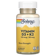 Solaray, Vitamin D3 + K2,  60 / 120 VegCaps