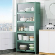 Kitchen cupboard rack multi-layer with door storage rack dustproof cupboard cabinet dishes pots tableware floor rack
