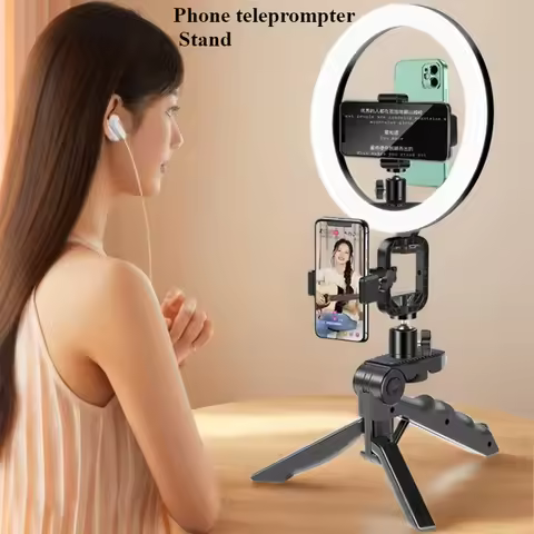 Phone Teleprompter Prompter Bracket Desktop Prompter Tripod Stand for Phone Live Broadcast Handheld 