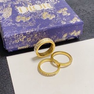 全新🌸 Dior滿鑽三件套組合時尚系列造型鑲粉鑽戒指