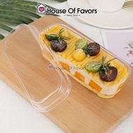 50pcs 280ml Transparent Long Dessert Fruit Cake Cheesekut Plastic Container Bekas Plastik Kek 蛋糕盒