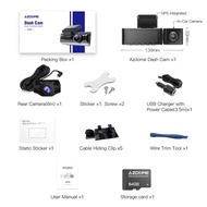 Azdome M550 3 Kênh Dash Cam Phía Trước Bên Trong Phía Sau Ba Cách Xe Dash Camera 4K 1080P Dual Chann