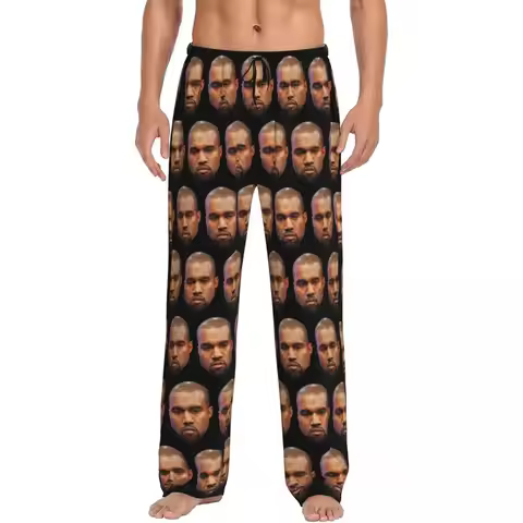 Custom Funny Kanye West Meme Pajama Pants Men Rapper Music Producer Lounge Sleep Drawstring Sleepwea