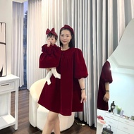 Anna & Chloe mother and daughter couple dress, high quality hard velvet, size 8kg to 70kg, suitable 