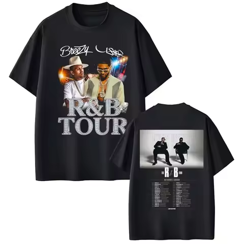 Men Women Hip Hop Fashion Summer T Shirts Rapper Chris Brown Usher Raymond The R&B Tour T-shirt Over