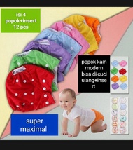 popok kain isi 4 pcs+12 insert popok celana cuci ulang paket popok. cloudy popok bagus popok cuci ul
