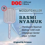 Krisbow Raket Nyamuk Reachargeable Dengan Senter Putih | Pembasmi Nyamuk Raket Cas Dengan Senter Kri