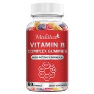 Mulittea Vitamin B Complex Vegan Gummies with Vitamin B12,  Biotin , B6, Niacin, B5, B6, B8, B9  for Stress Relief Energy Boost and Healthy Immune System