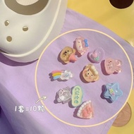 10Pcs Set of Croc Jibz Cake Cub Charms – Rainbow Cloud Fashion Accessories for Button Shoes