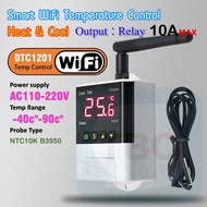 DTC1201 Smart WiFi temperature control เครื่องควบคุมอุณหภูมิผ่านมือถือมีหน้าจอแสดงผล Output Relay Heat and Cool 10A/220V TUYA App