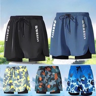 Haizid 2-layer qc men's swimming trunks and sports trunks for men, quick-drying and non-bulge when w