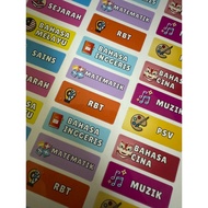 WATERPROOF Sticker Subjek 72pcs Label Subjek Sekolah Rendah