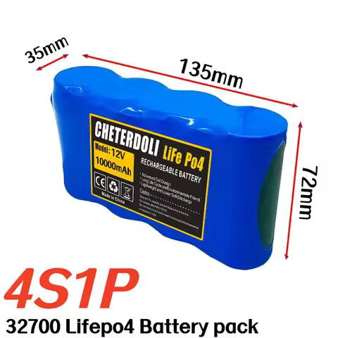 32700 LiFePO4 Battery Pack 4S1P 12V 10Ah with 4S Balanced BMS Rechargeable for Electric Boat Uninter