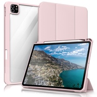 for iPad 10 10.9 mini 6 10.2 with Pencil Holder Case, For iPad Pro 11 2020 2021 2022 10.5 9.7 Air 4/5 with Translucent Clear Back Shell Cover