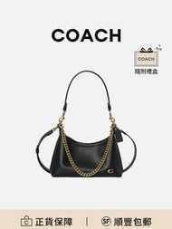 COACH Juliet 25半月包斜孖袋黑色光滑皮革百搭實用[平行進口]