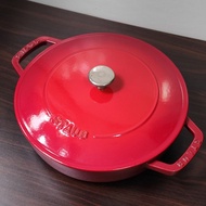 STAUB 24cm 鑄鐵鍋 紅色 red Round Cocotte  法國製造  圓形 燉鍋  Cast Iron Casserole Dish second hand