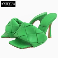 Bottega Veneta 橡膠 Lido Intrecciato 皮革涼鞋/高跟鞋，女士，綠色，34 碼