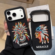 Luminous Embroidery Ethnic Style Premium Case for iPhone 13/15/16/17 Pro Max