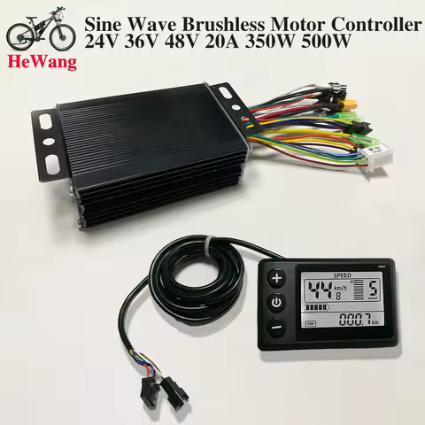 24V 36V 48V 20A 350W 500W E-bike DC Brushless motor sine wave 3-mode controller with 5+2pin S866 LCD