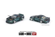 Presale Kaido House X MINI GT Nissan Skyline GT-R (R34) Kaido Works Greddy V1 Green Die-Cast โมเดลรถยนต์คอลเลกชันขนาดเล็ก