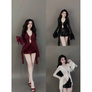 SA Women's Set 2 Piece - Attractive 2-piece mesh design with sequined skirt, flattering attractive f