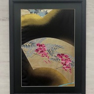 色打掛からつくるアートパネル　vintage 友禅着物 和モダン 和風インテリア プレゼント 花柄 結婚祝 新築祝 長寿祝 縁起物 額装インテリア　24