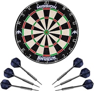 Mission Darts Shogun Dart Board Set | Endurance Round Wire Sisal Dartboard Set Including 2 Sets of S