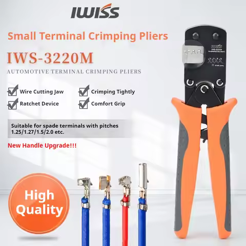 IWS-3220M Micro Connector Pin Crimping Tool 0.03-0.52mm² 32-20AWG Ratcheting Crimper for D-Sub, Open