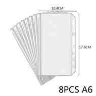 8PCS PVC Binder Pocket Cash Envelopes A5 A6 A7 Zipper Folders Pouches Money Organizer Budget Documen