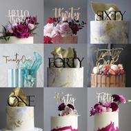 Acrylic Birthday Cake Topper, One Twenty One Hello Thirty Forty Fifty Sixty Birthday Cake Decor for 