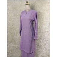 Baju Kurung Pesak Riau Purple Lavender Ungu Cair Tekap Timbul GoldLine Corak Songket XS-XXXL