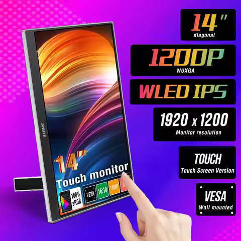 Anmite 14 inch Touch Portable Monitor 16:10 HDR IPS Gaming Monitor USB TYPE C HDMI for Phone Laptop 