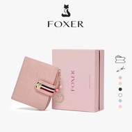 FOXER Cowhide Wallet Short Wallet Credit Card Holder Women's Wallet Gift