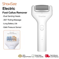 ShowSee Electric Foot Callus Remover Waterproof Dual Speed 360 Rolling Massage USB Rechargeable Fine
