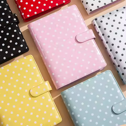 A5 Loose-Leaf Notebook Macaron Polka Dot Budget Binder for Money Management & Work Records