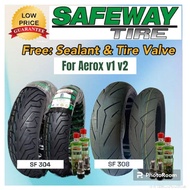 【Hot Sale】SAFEWAY TIRE FOR AEROX V1/V2 SET (Front&amp;Rear)8ply Rating! ( Free Sealant and Pito)