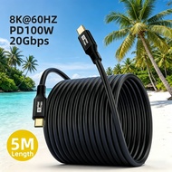 5M USB 3.2 20Gbps ThunderBolt 3 Type C to Type C Cable 8K@60Hz PD100W USB-C Cable Cord For Samsung S