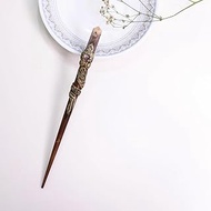 9Dzine Wood Hair Stick with Healing Natural Crystal Amethyst Stone | Juda Bun Hair Stick Pin for Wom